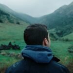 guy, man, male, people, back, contemplate, head, nature, mountains, travel, trek, hike, climb, summit, peaks